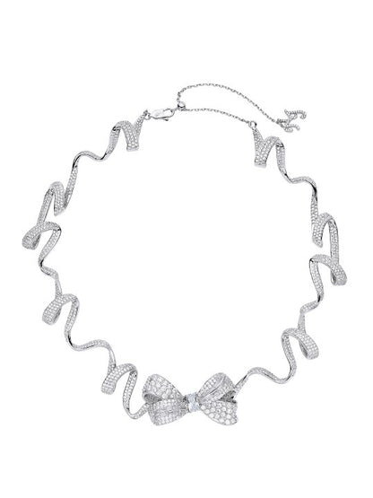 Melanie Bow Necklace: White Necklace for Bridal Shower - Nana Jacqueline
