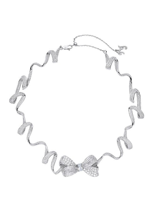 Melanie Bow Necklace: White Necklace for Bridal Shower - Nana Jacqueline