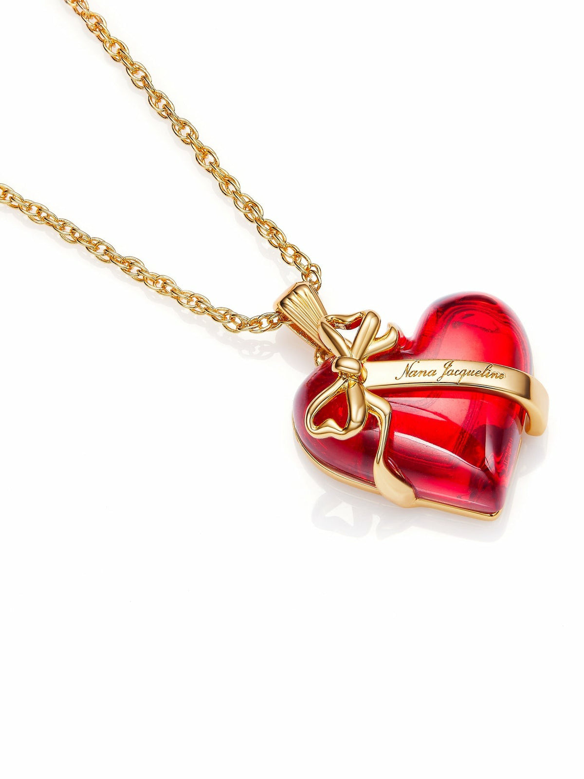 Eléa Bow-Ribbon Heart Red Necklace: Red Necklace for Date Night - Nana Jacqueline