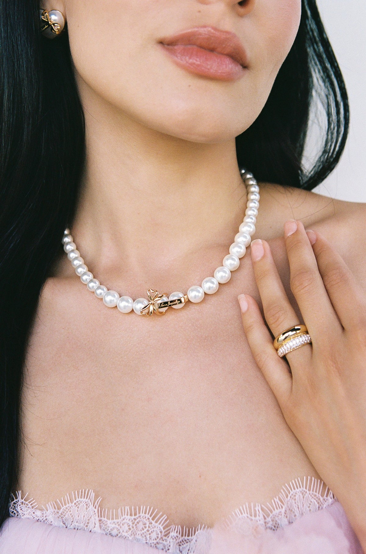 Julisa Necklace: White Pearl Necklace for Bridal Shower - Nana Jacqueline