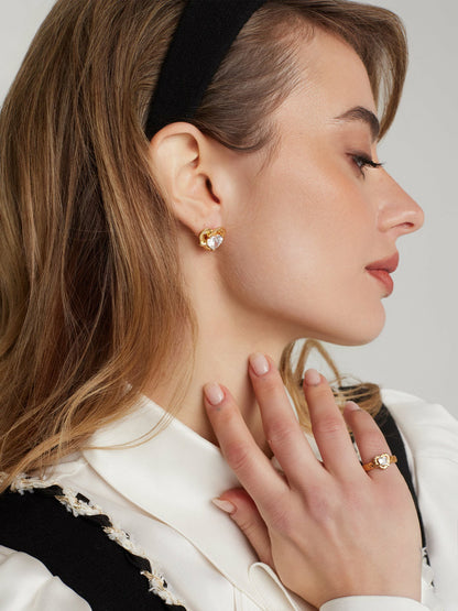 Ambre Heart Earrings: White Earrings for Date Night - Nana Jacqueline