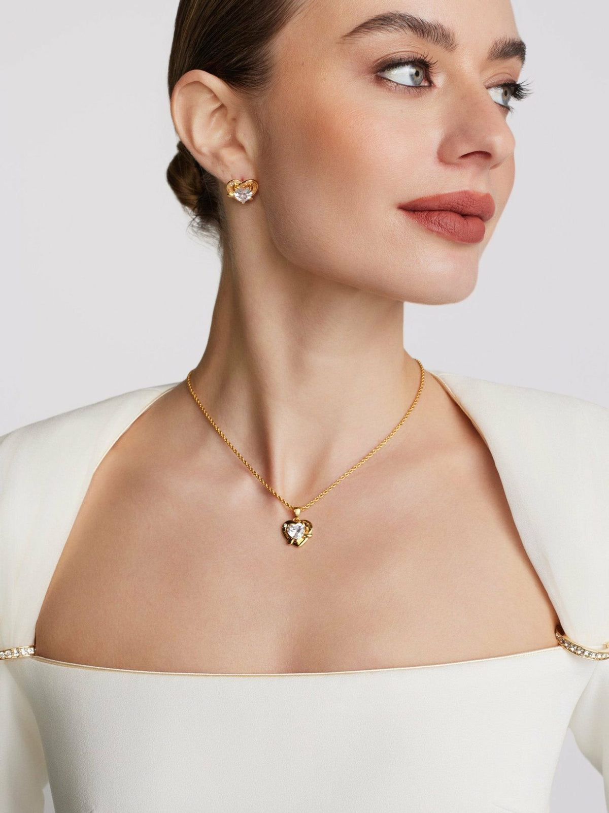 Ambre Heart Earrings: White Earrings for Date Night - Nana Jacqueline