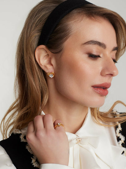 Ambre Heart Earrings: White Earrings for Date Night - Nana Jacqueline