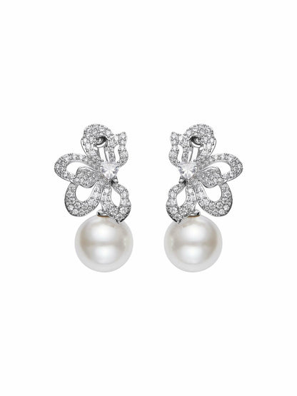Amelia Earrings: White Pearl Earrings for Bridal Shower - Nana Jacqueline
