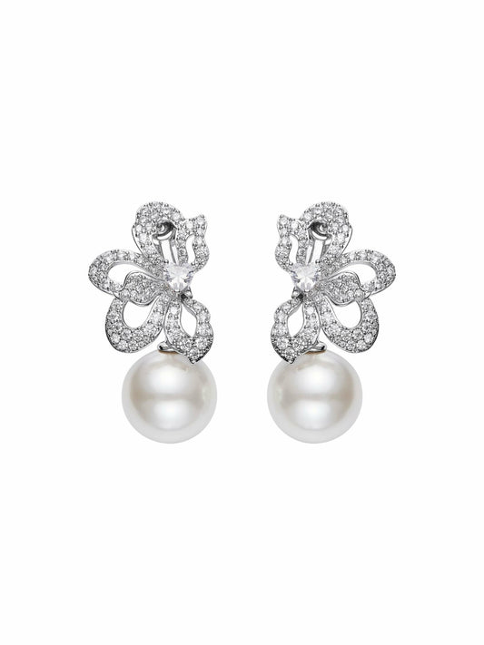 Amelia Earrings: White Pearl Earrings for Bridal Shower - Nana Jacqueline