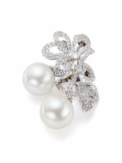 Amelia Earrings: White Pearl Earrings for Bridal Shower - Nana Jacqueline