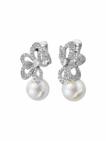 Amelia Earrings: White Pearl Earrings for Bridal Shower - Nana Jacqueline