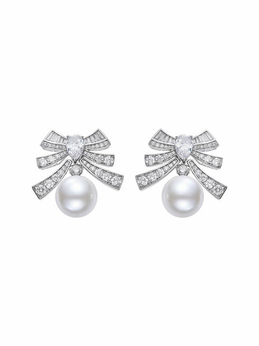 Alysa Earrings: White Pearl Earrings for Bridal Shower - Nana Jacqueline