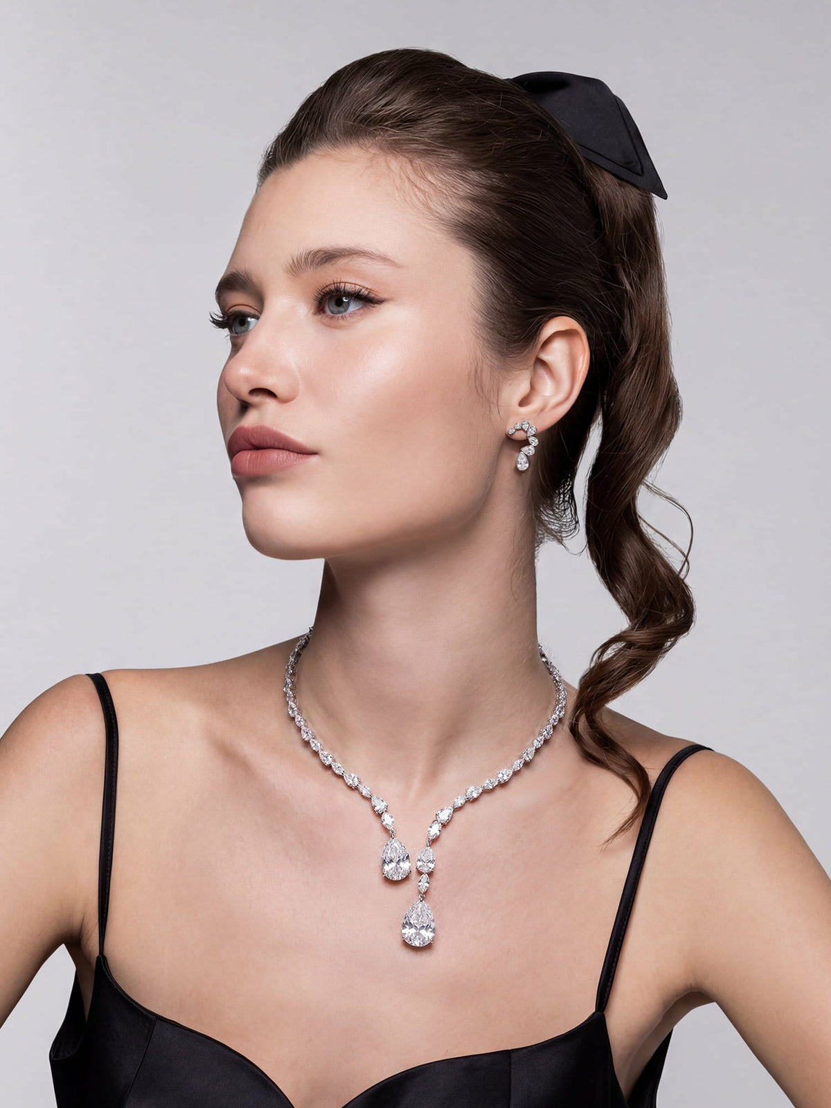 Lilliana Teardrop Earrings: Silver Earrings for Bridal Shower - Nana Jacqueline