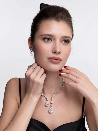 Lilliana Teardrop Earrings: Silver Earrings for Bridal Shower - Nana Jacqueline