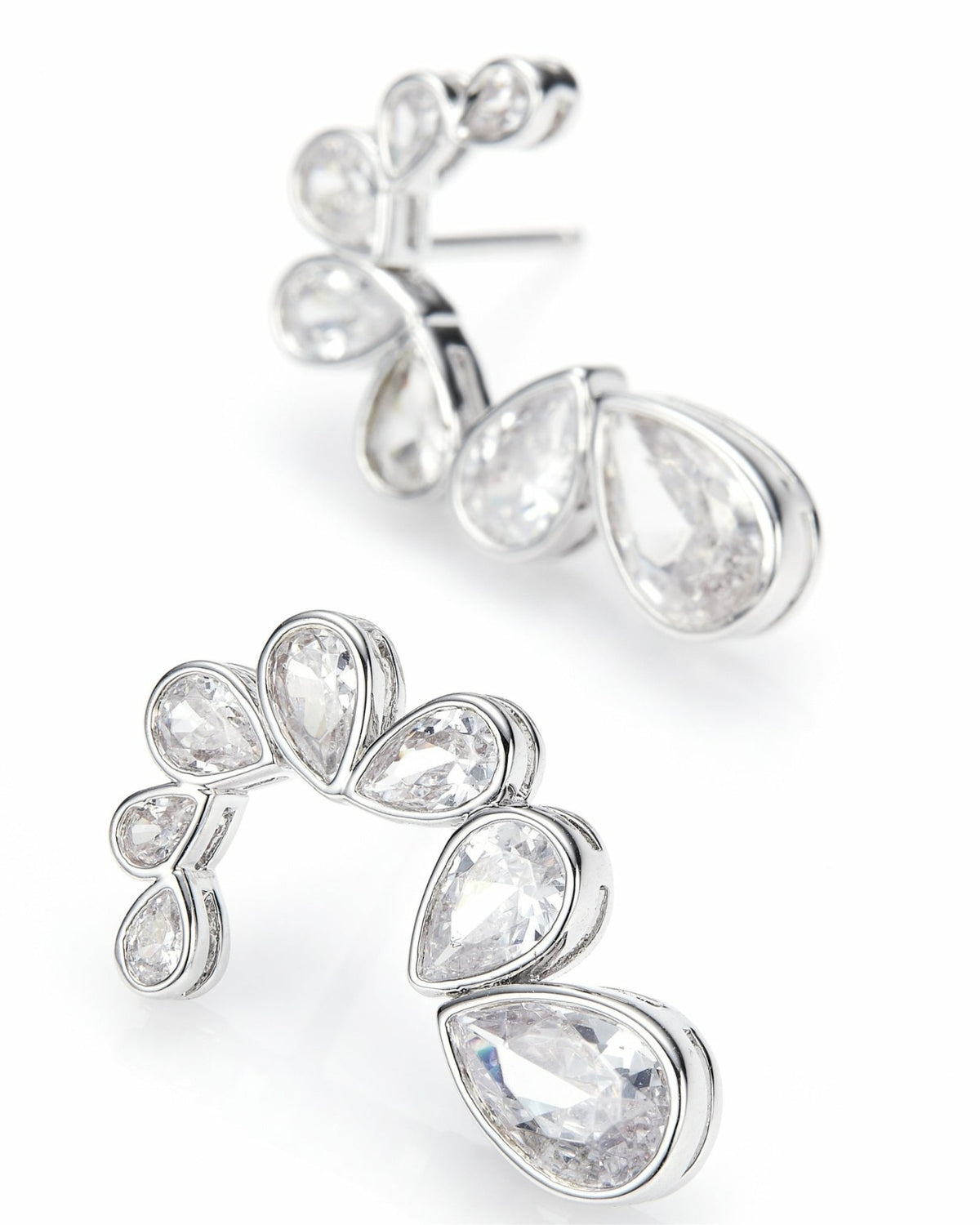Lilliana Teardrop Earrings: Silver Earrings for Bridal Shower - Nana Jacqueline