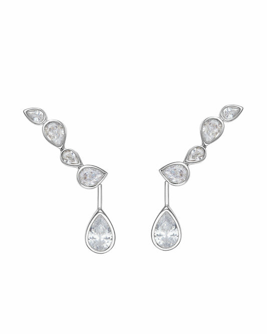 Cristalle Teardrop Earrings: Silver Earrings for Bridal Shower - Nana Jacqueline