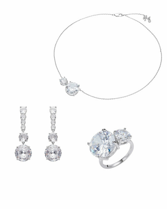 The Timeless Diamond: Silver Jewelry Set for Wedding - Nana Jacqueline