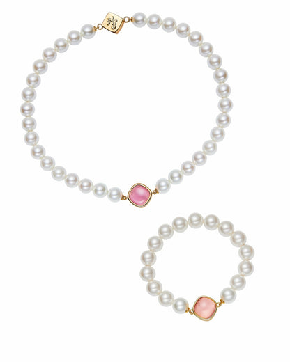 Pearl Embrace: White Pink Jewelry Bundle for Mother's Day Gift - Nana Jacqueline