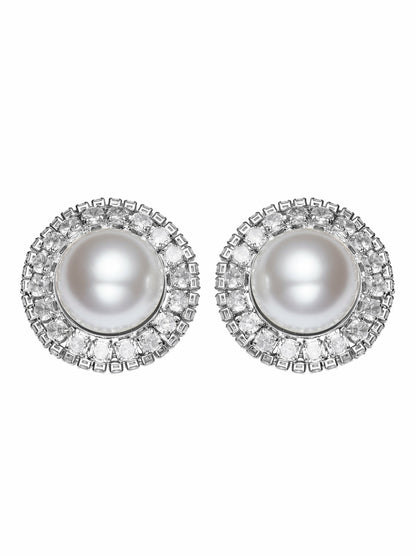 Celestia Pearl Halo White Earrings - Nana Jacqueline