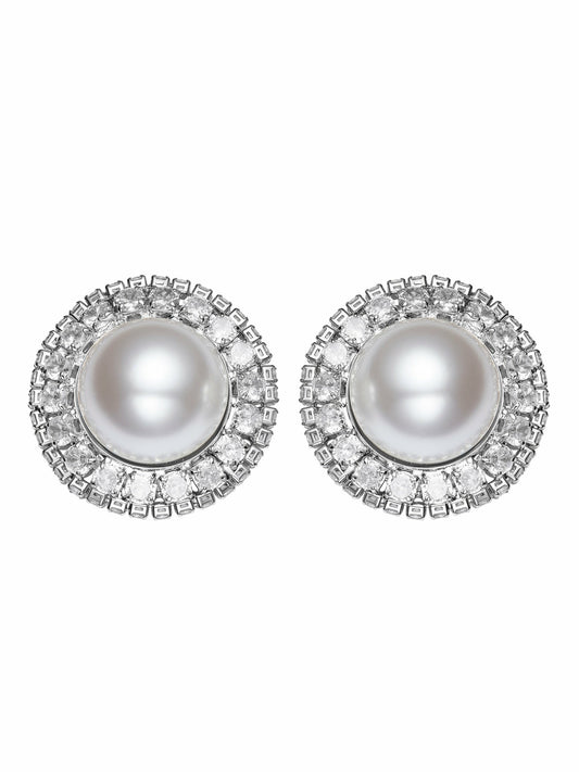 Celestia Pearl Halo White Earrings - Nana Jacqueline