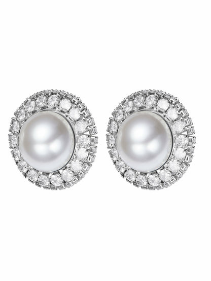 Celestia Pearl Halo White Earrings - Nana Jacqueline