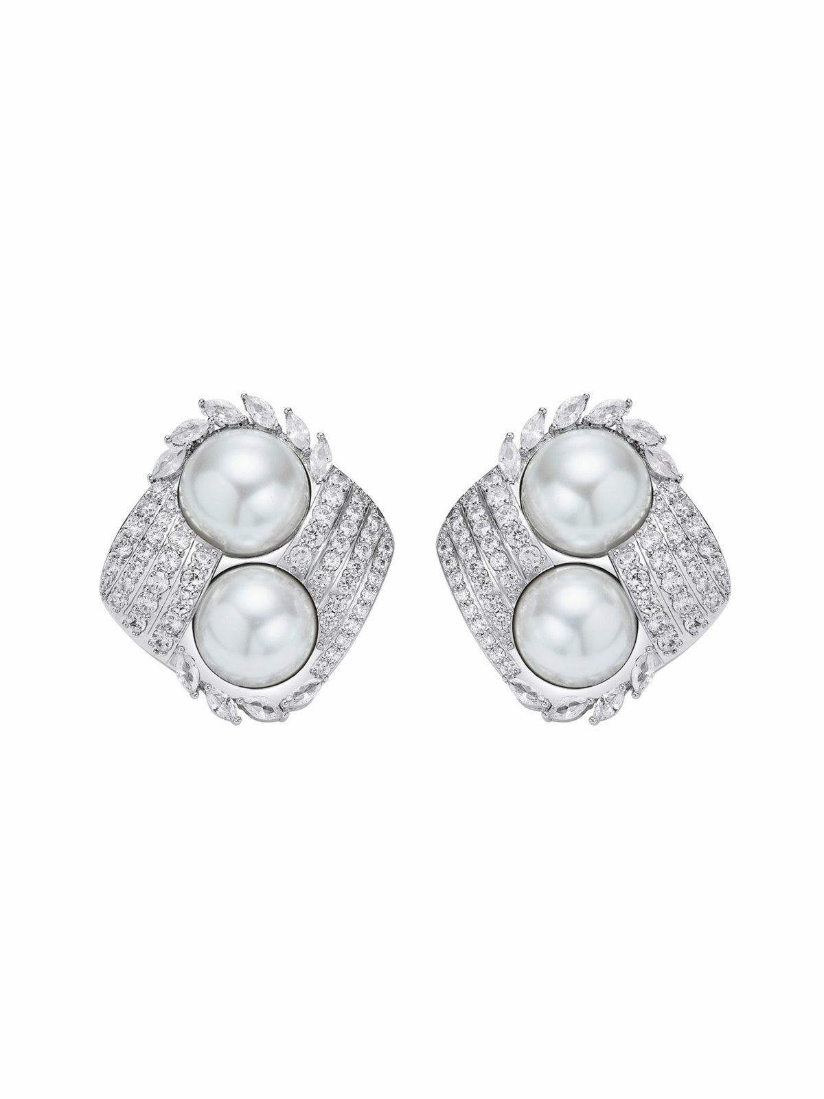Amoura Double Pearl White Earrings - Nana Jacqueline