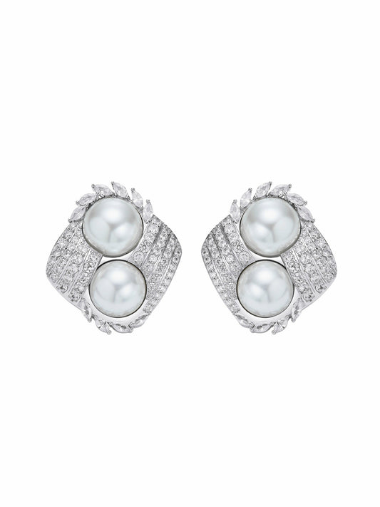 Amoura Double Pearl White Earrings - Nana Jacqueline