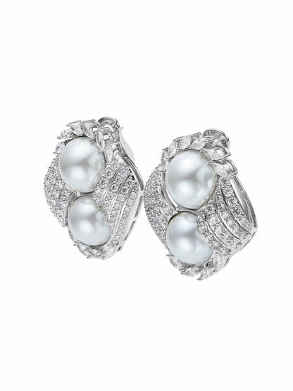 Amoura Double Pearl White Earrings - Nana Jacqueline