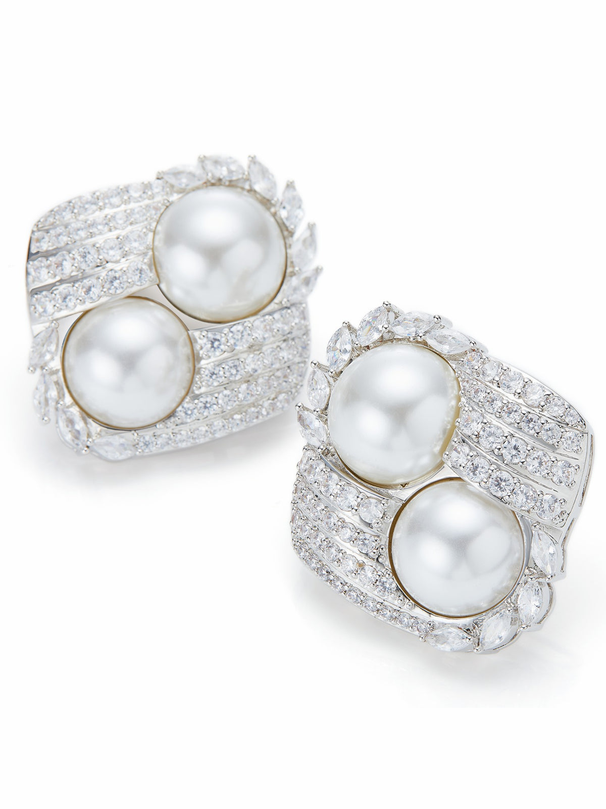 Amoura Double Pearl White Earrings - Nana Jacqueline