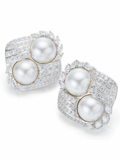 Amoura Double Pearl White Earrings - Nana Jacqueline