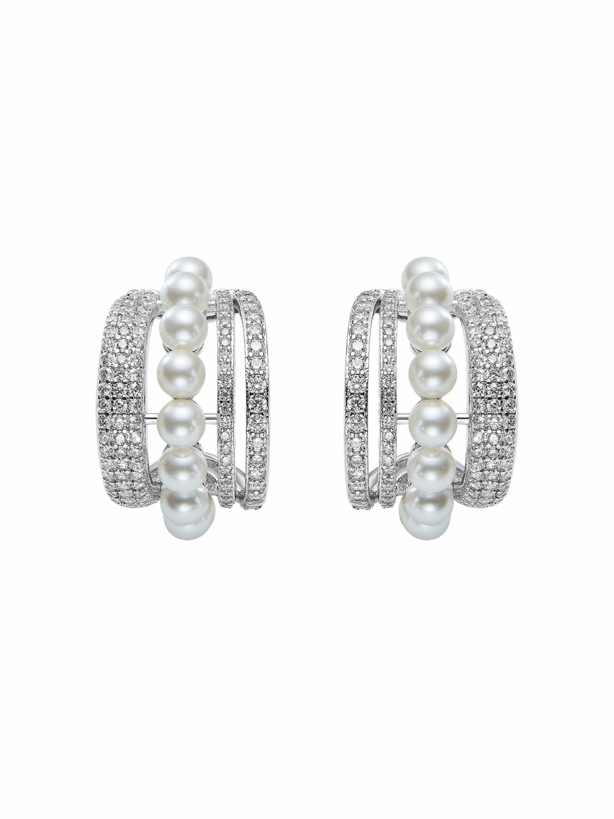Fauna Curved Pearl White Earrings - Nana Jacqueline