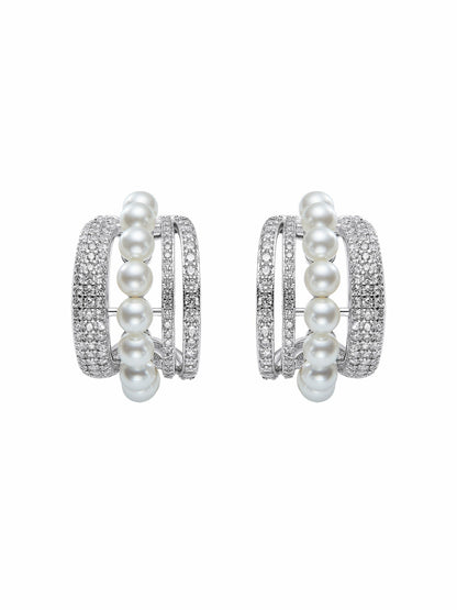 Fauna Curved Pearl White Earrings - Nana Jacqueline