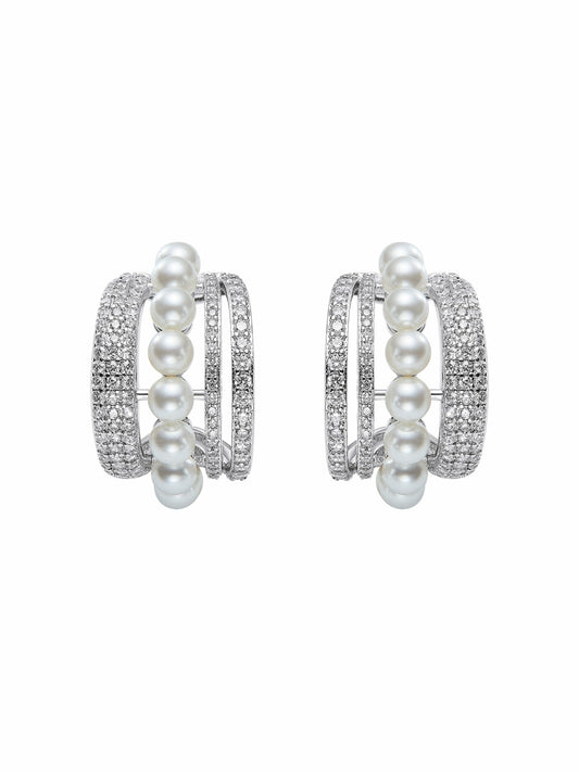 Fauna Curved Pearl White Earrings - Nana Jacqueline