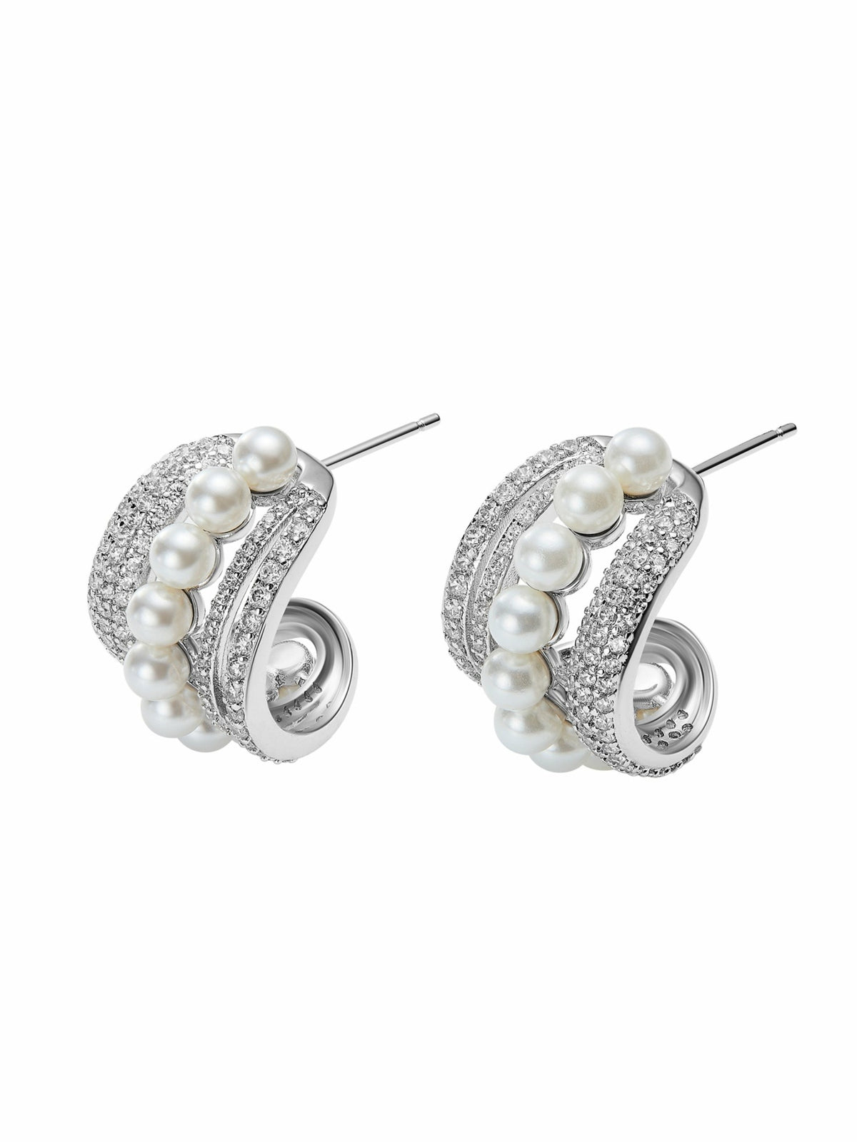 Fauna Curved Pearl White Earrings - Nana Jacqueline