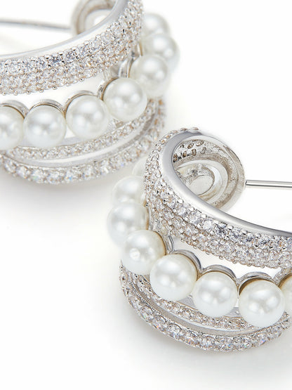 Fauna Curved Pearl White Earrings - Nana Jacqueline