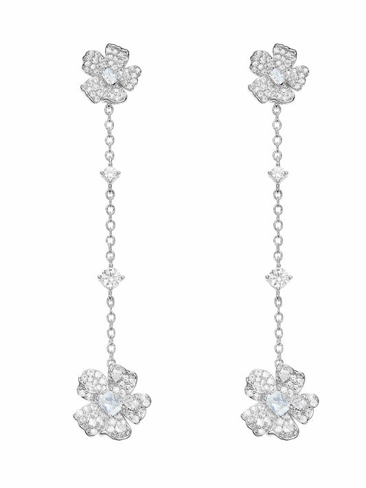 Fallon Floral Tassel White Earrings - Nana Jacqueline