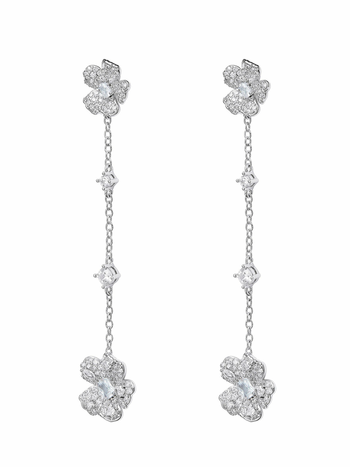 Fallon Floral Tassel White Earrings - Nana Jacqueline