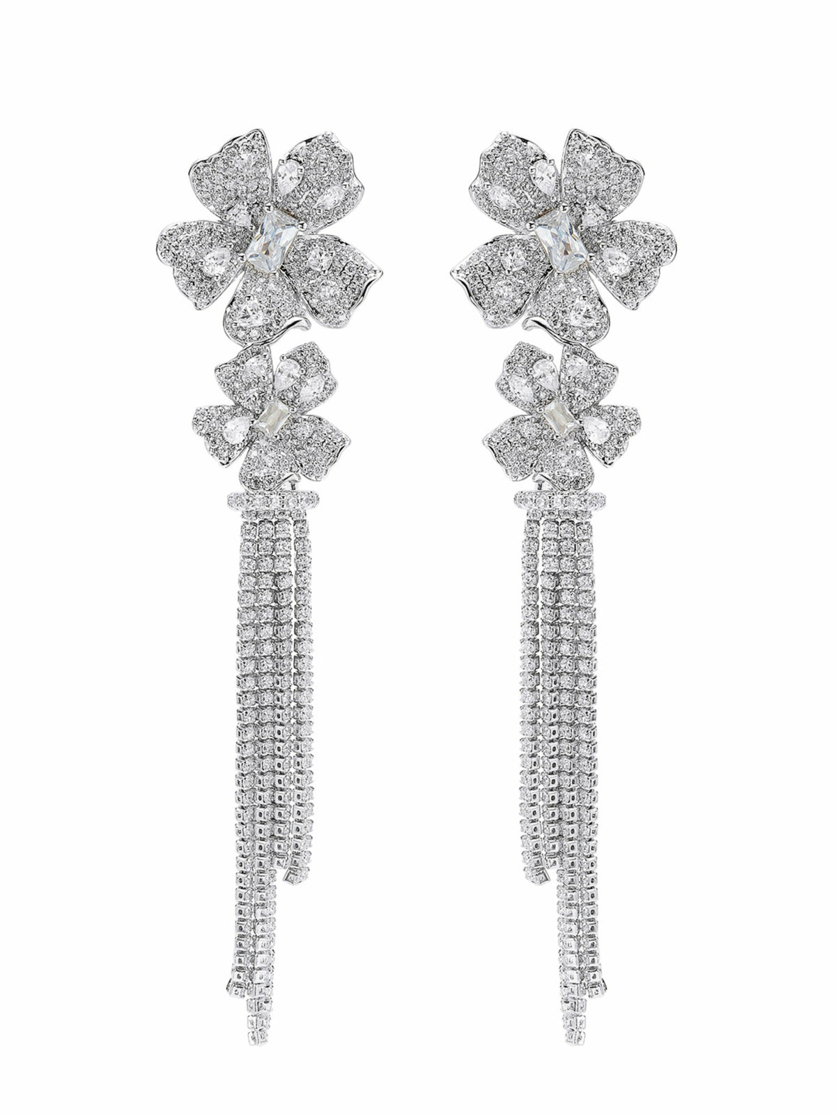 Lucienne Floral Tassel White Earrings - Nana Jacqueline