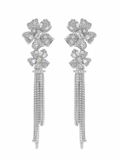 Lucienne Floral Tassel White Earrings - Nana Jacqueline