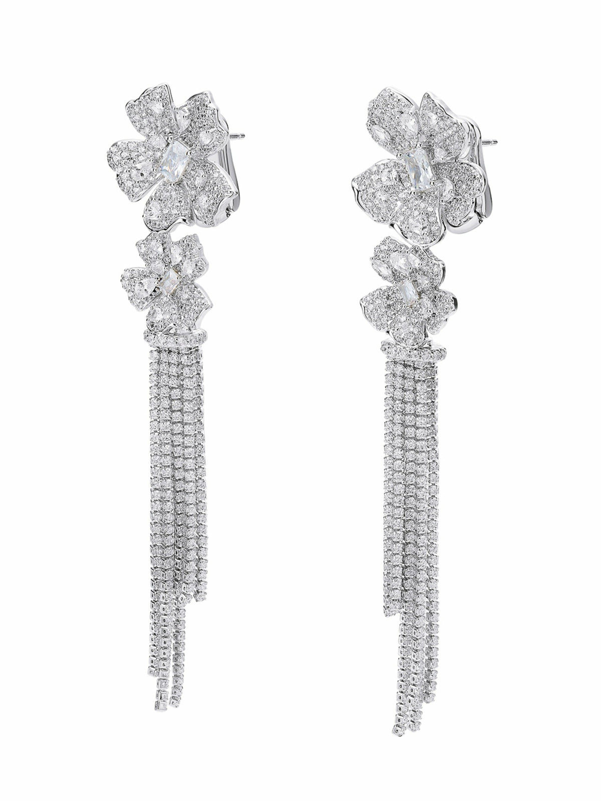 Lucienne Floral Tassel White Earrings - Nana Jacqueline