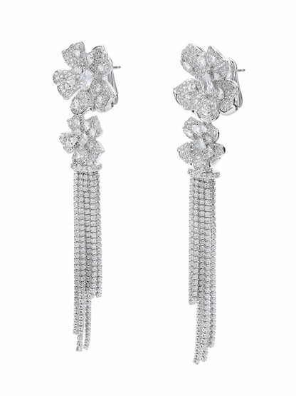 Lucienne Floral Tassel White Earrings - Nana Jacqueline