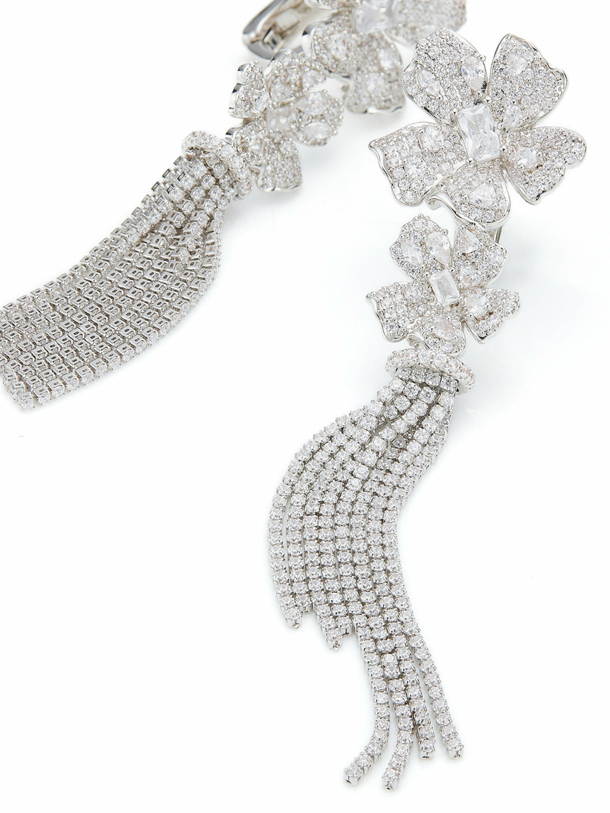 Lucienne Floral Tassel White Earrings - Nana Jacqueline