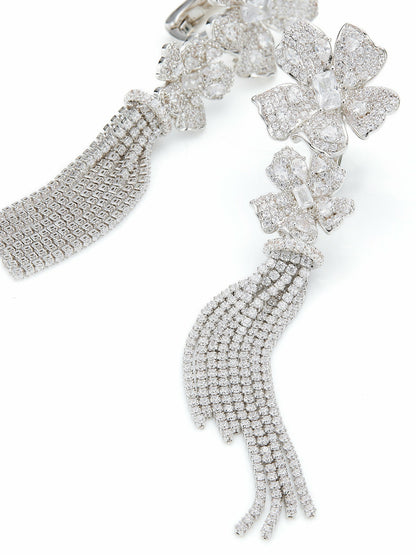 Lucienne Floral Tassel White Earrings - Nana Jacqueline