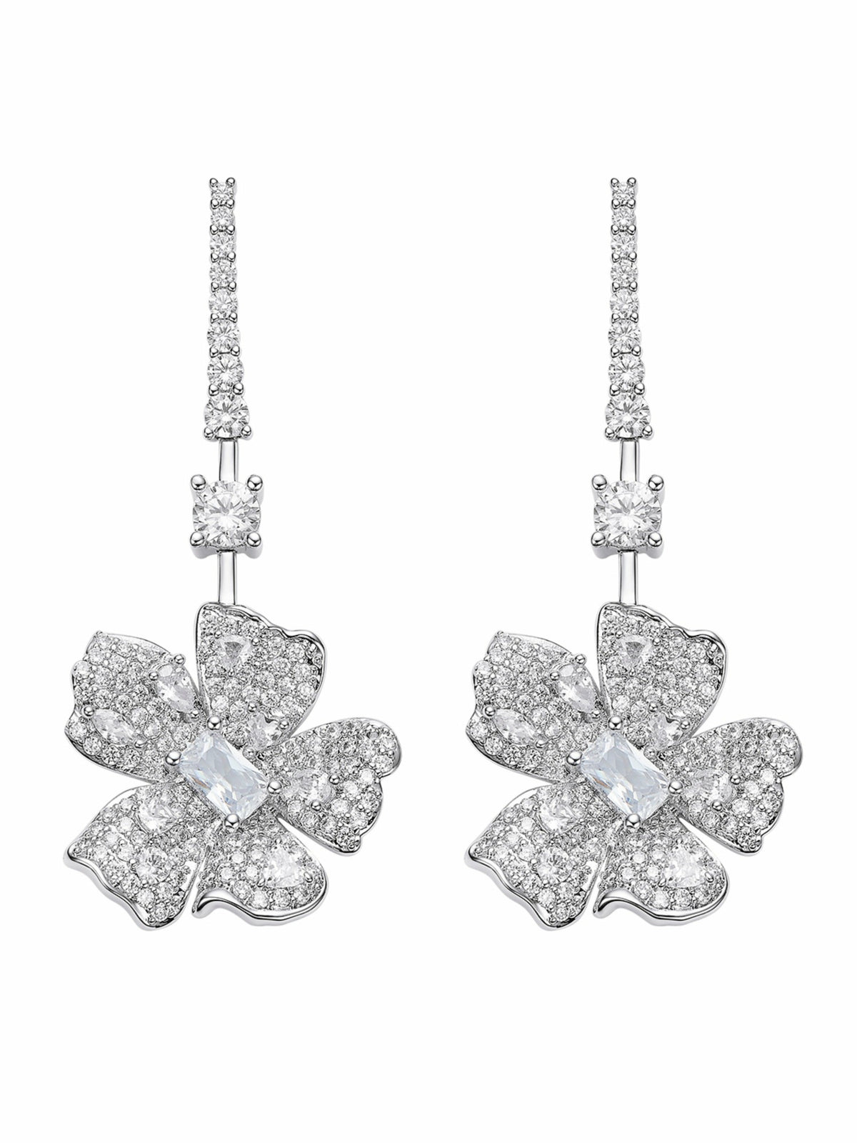Isadora Floral Drop White Earrings - Nana Jacqueline