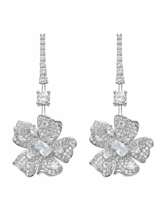 Isadora Floral Drop White Earrings - Nana Jacqueline
