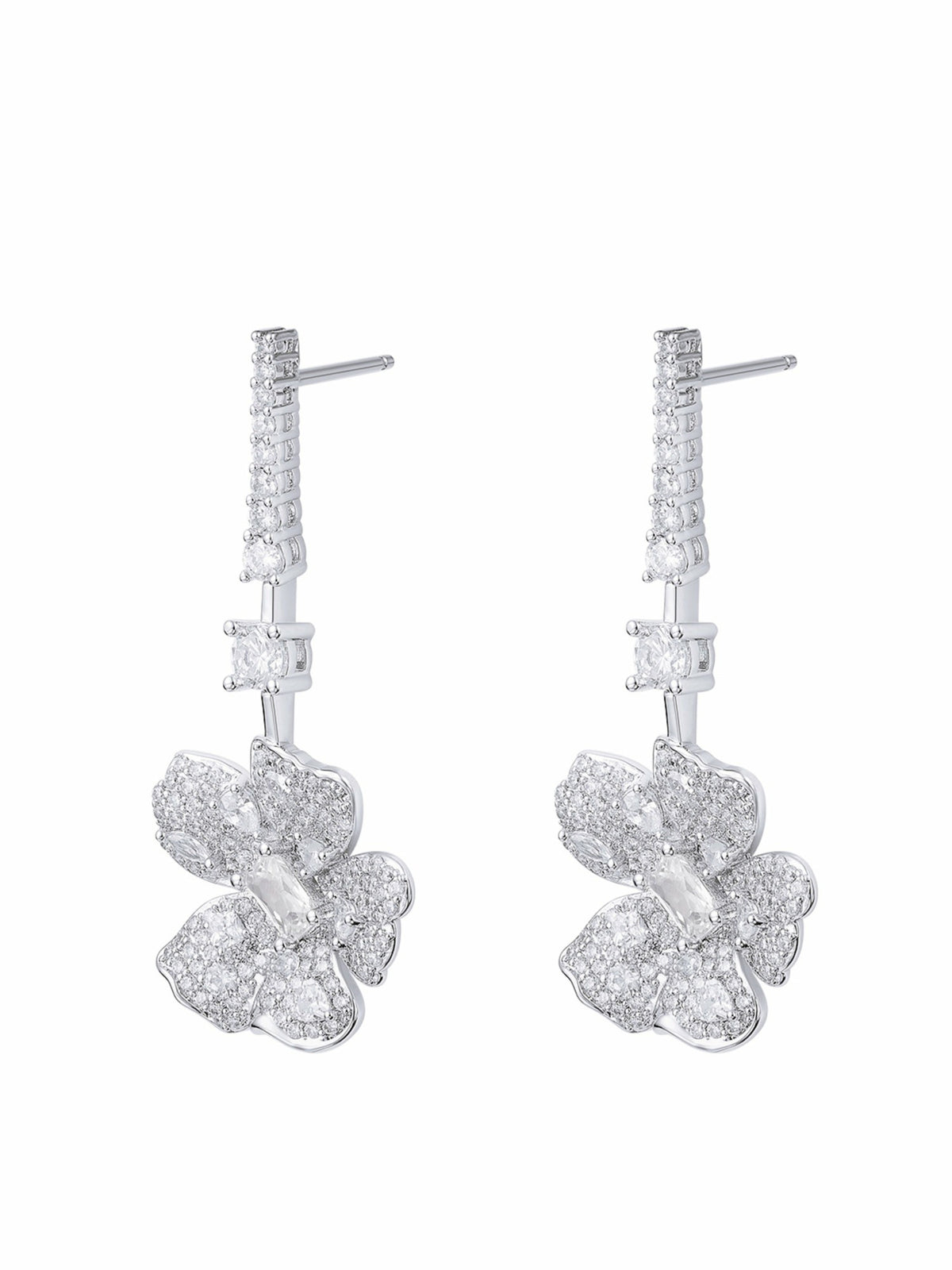 Isadora Floral Drop White Earrings - Nana Jacqueline