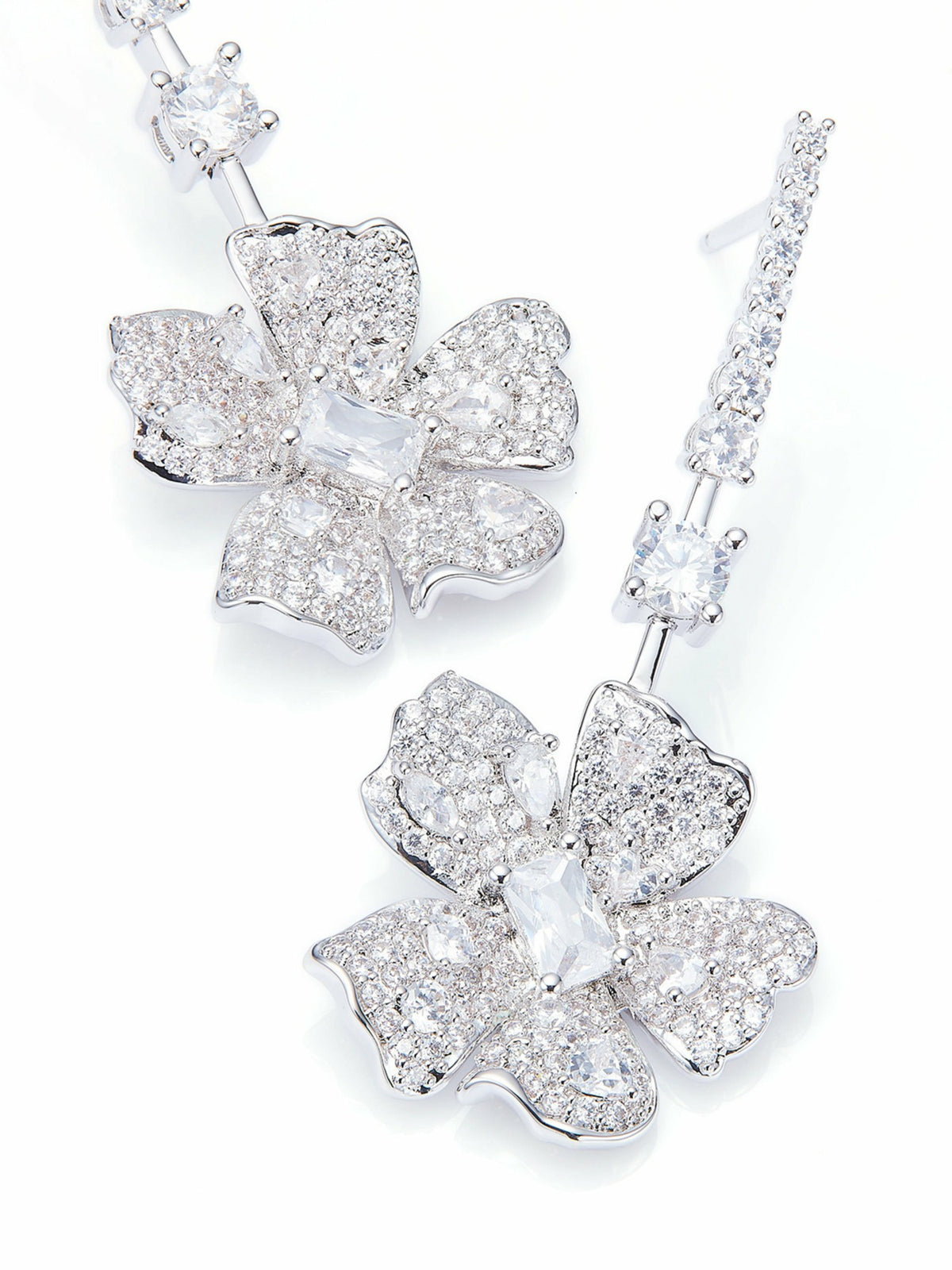 Isadora Floral Drop White Earrings - Nana Jacqueline