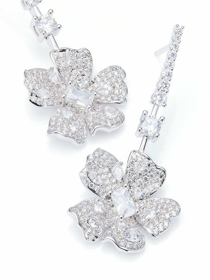 Isadora Floral Drop White Earrings - Nana Jacqueline