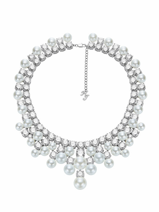 Marceline Pearl Tassel White Necklace - Nana Jacqueline