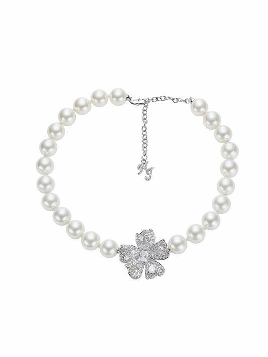 Bellina Floral Pearl White Necklace - Nana Jacqueline