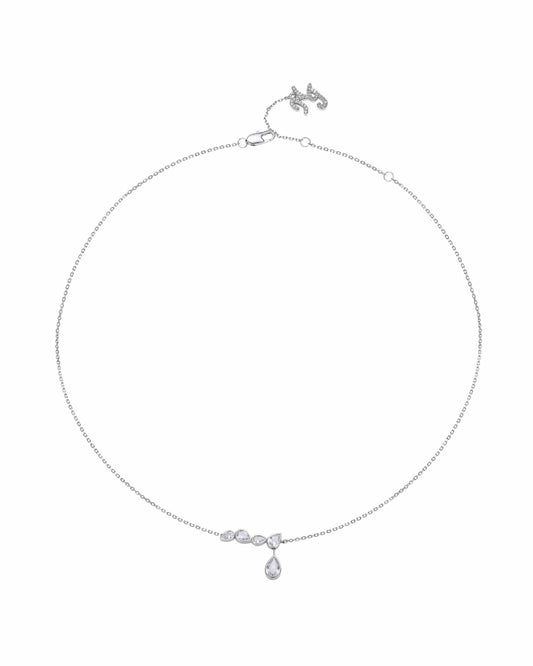 Mirabelle Teardrop Necklace: Silver Necklace for Bridal Shower - Nana Jacqueline