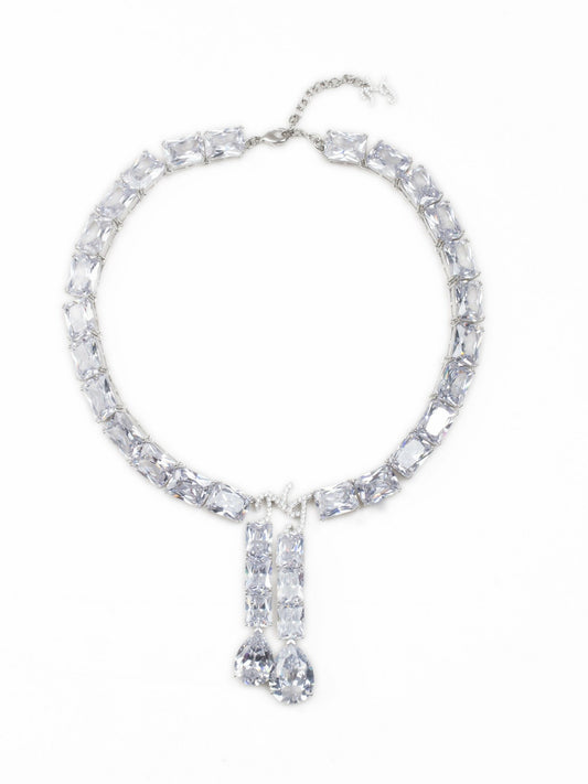 Clara Drop Choker Necklace: Silver Choker for Wedding After-Party - Nana Jacqueline