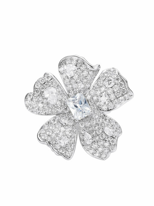 Lyra Floral Crystal White Ring - Nana Jacqueline