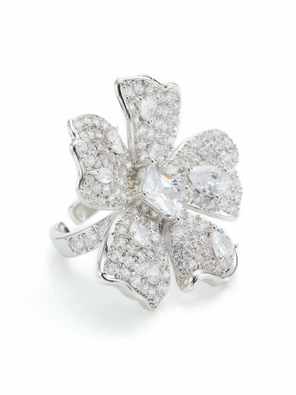 Lyra Floral Crystal White Ring - Nana Jacqueline